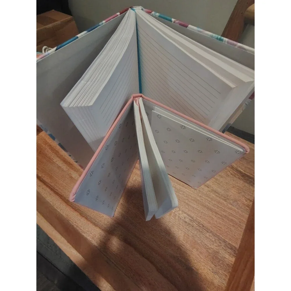 Belle Style Set of 2 Blank Journals Pink Cat Abstract and Multicolor Covers